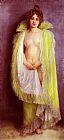Femme Paintings - Femme En Deshabillee Verte by Pierre Carrier-Belleuse